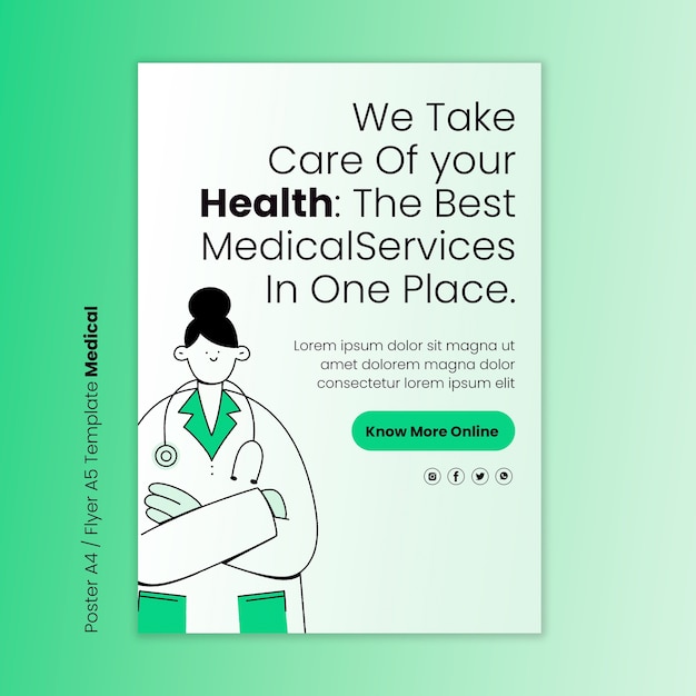 Free PSD flat design medical care poster template