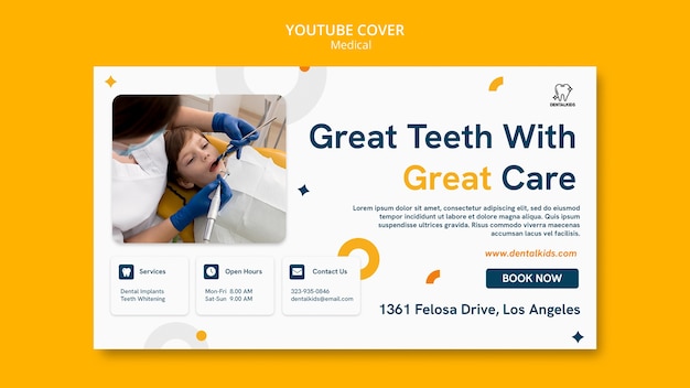 Free PSD flat design medical care youtube cover