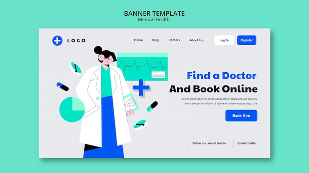 Flat design medical health banner template