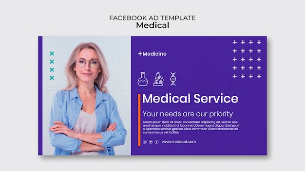 Free PSD flat design medical template design