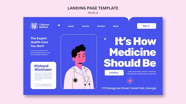 Free PSD flat design medical template