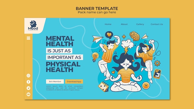 Flat design mental health template