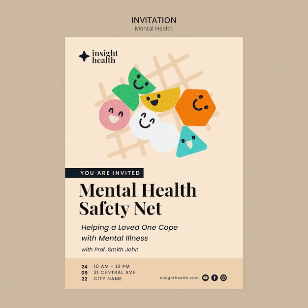 Flat design mental heath template