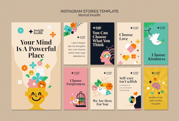 Flat design mental heath template