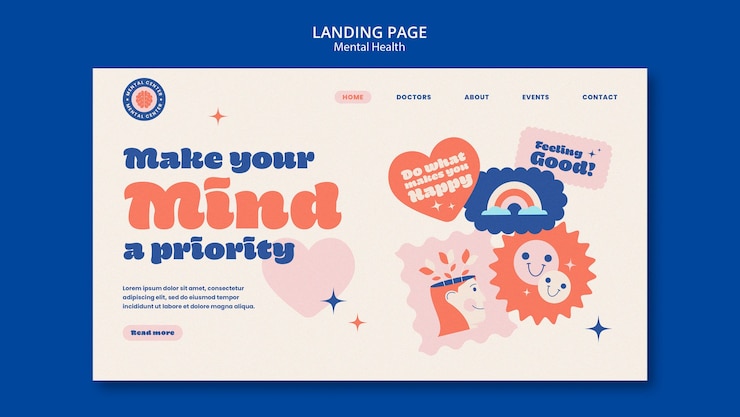 無料PSD フラットなデザインのメンタルヘルス テンプレート