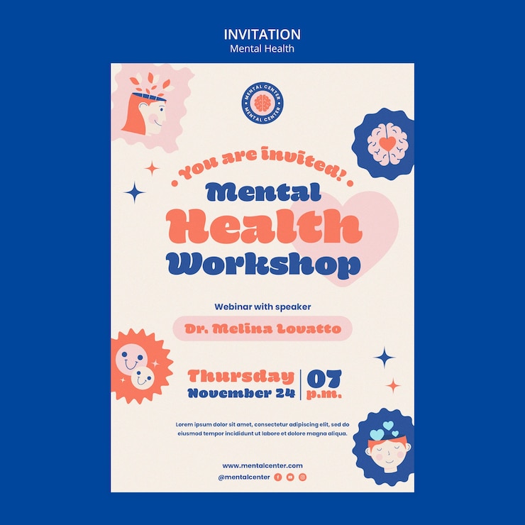 Free PSD flat design mental heath template