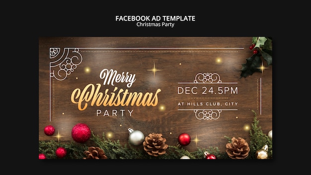 Free PSD flat design merry christmas template