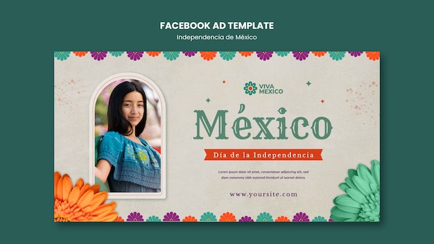 Free PSD flat design mexican independence day template