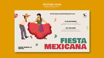 Free PSD flat design mexican independence day template