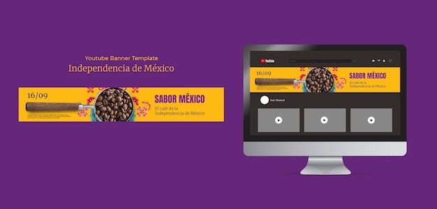 無料PSD フラットデザインメキシコ独立記念日テンプレート
