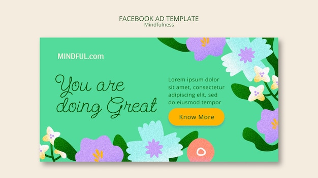 Free PSD flat design mindfulness facebook template