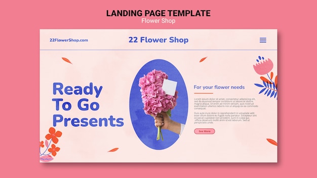 Flat design minimalist flower shop template