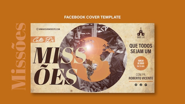 PSD gratuito modello di copertina facebook missoes design piatto