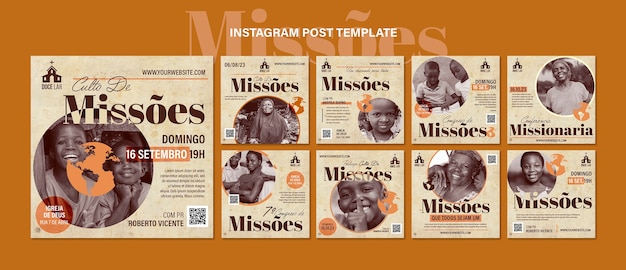 PSD gratuito post di instagram missoes design piatto