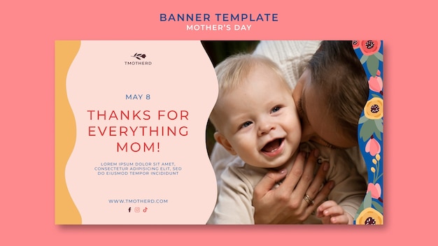 Free PSD flat design mother's day template