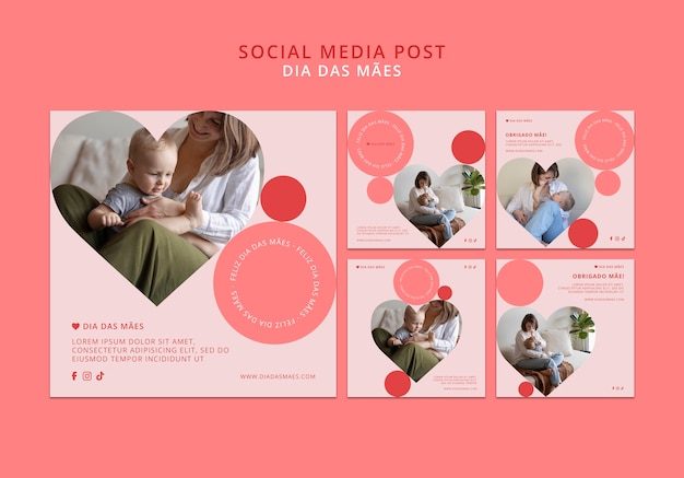 Free PSD flat design mother's day template