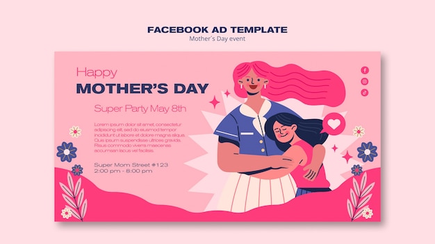 Free PSD flat design mother's day template