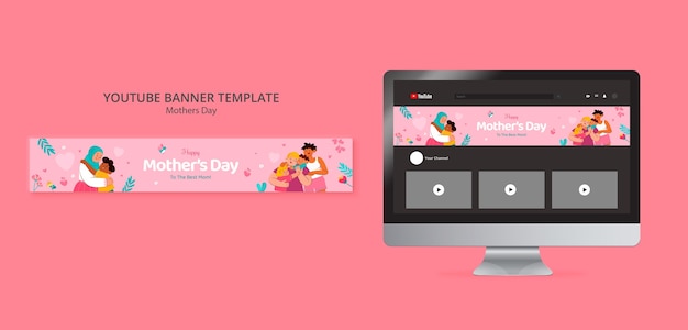 Free PSD flat design mother's day template