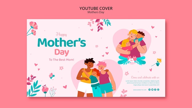 Free PSD flat design mother's day template