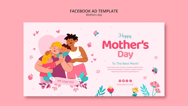 Free PSD flat design mother's day template