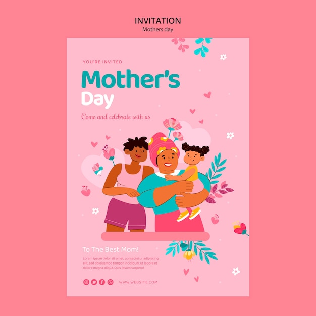 Free PSD flat design mother's day template