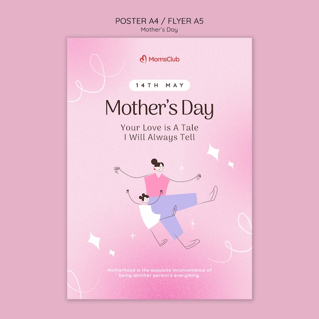 PSD gratuito modello di festa della mamma design piatto