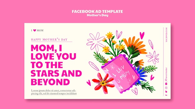 Free PSD flat design mothers day template
