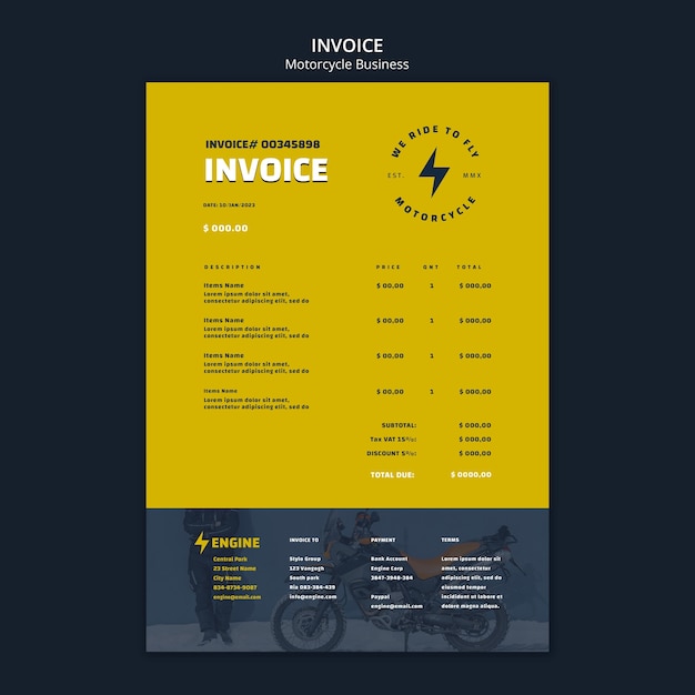 PSD gratuito modello di business moto design piatto