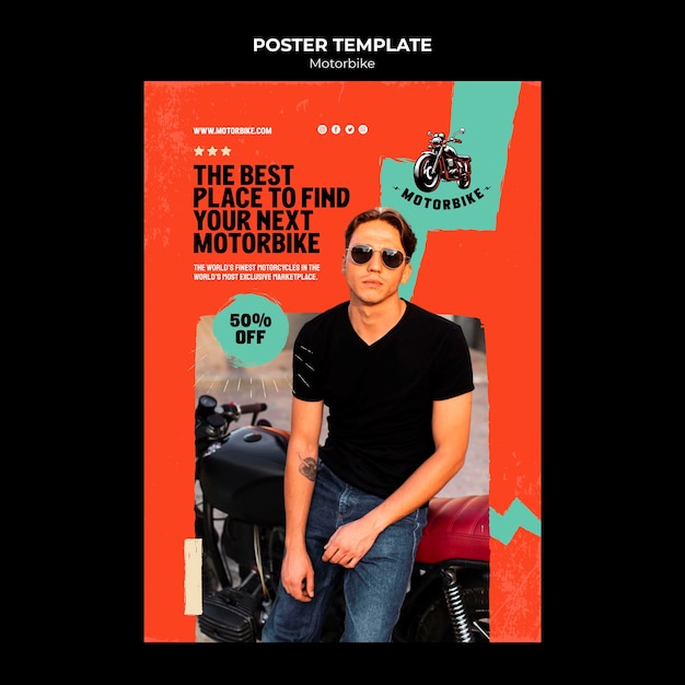 Unleash Your Motorcycle Style with a Free to Download Flat Design Motorcycle Template – PSD Templates