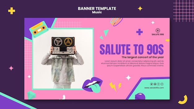 Free PSD flat design music banner template design