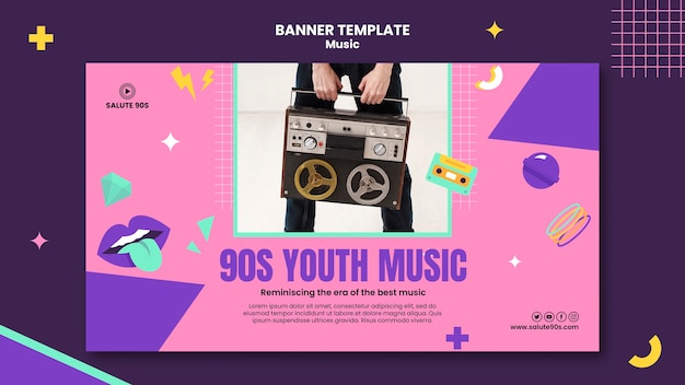 PSD gratuito design piatto modello di banner musicale design