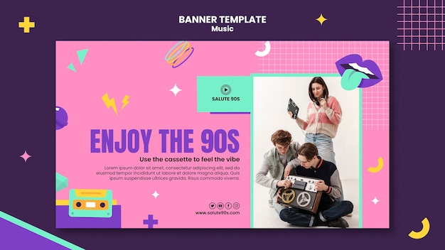 Free PSD flat design music banner template design