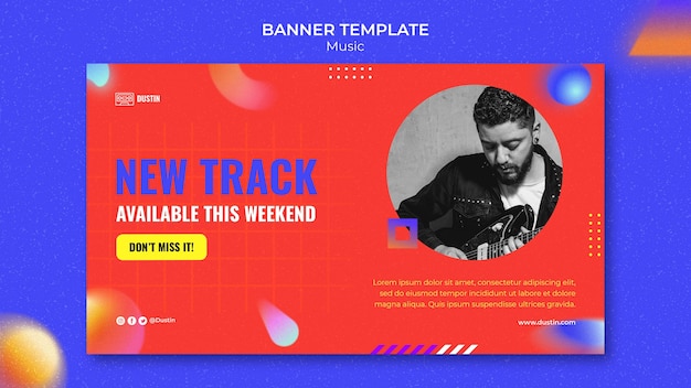 PSD gratuito modello di banner musicale design piatto