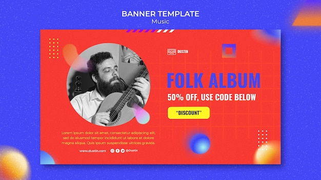 PSD gratuito modello di banner musicale design piatto