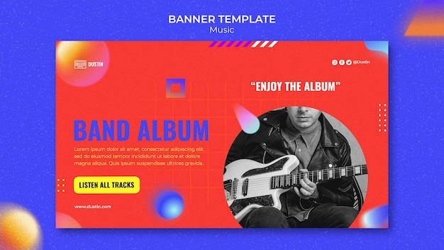 PSD gratuito modello di banner musicale design piatto