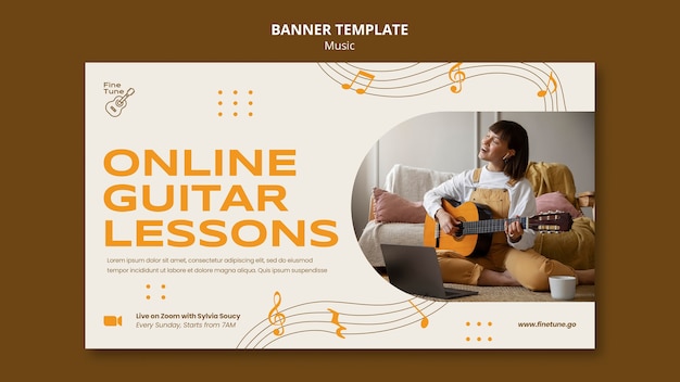 Free PSD flat design music banner template