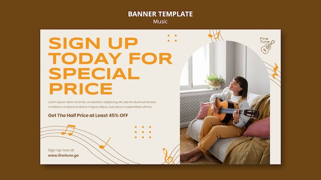 PSD gratuito modello di banner musicale design piatto