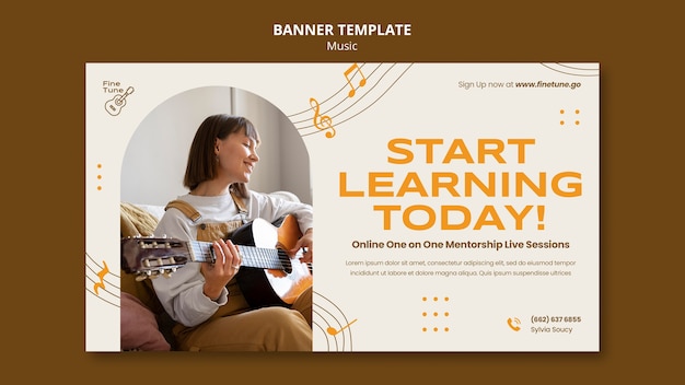 Flat design music banner template