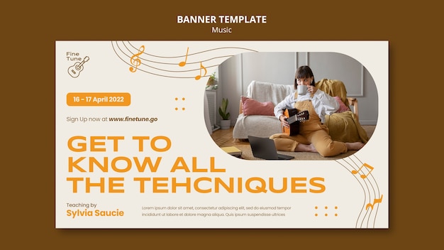 Flat design music banner template