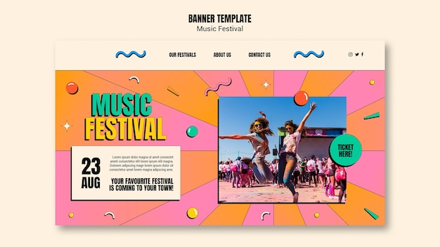 PSD gratuito modello di banner musicale design piatto