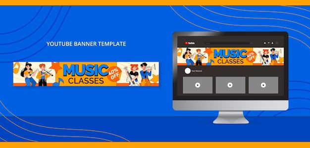 Free PSD flat design music classes template