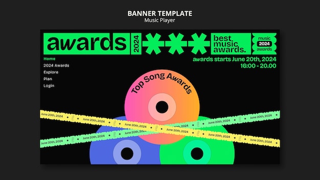 Flat design music event banner template