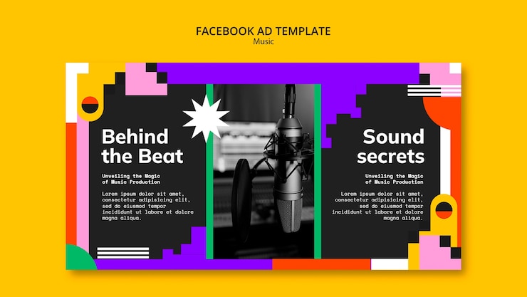 Free PSD flat design music event facebook template