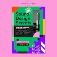 Free PSD flat design music event poster template
