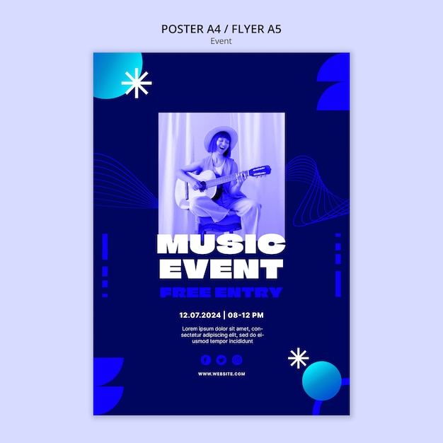 PSD gratuito modello di evento musicale design piatto