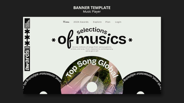 Free PSD download for flat design music event Youtube cover template