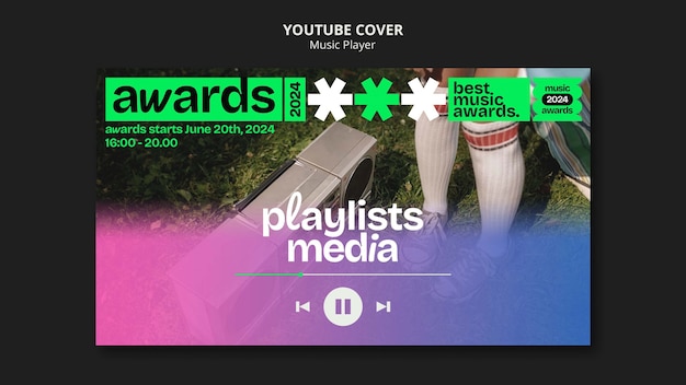 PSD gratuito copertina di youtube per eventi musicali dal design piatto