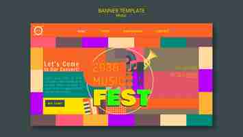 Free PSD flat design music fest template