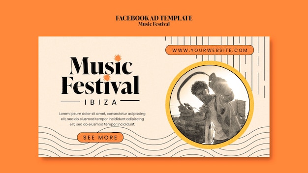 PSD gratuito design piatto del festival musicale