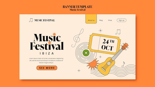 PSD gratuito design piatto del festival musicale